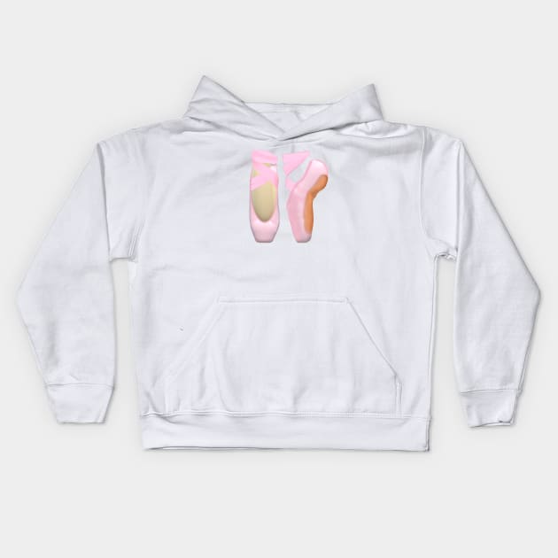 Ballerina Toe Shoes (White Background) Kids Hoodie by Art By LM Designs 